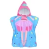 Poncho de playa de dibujos animados con opción de bolsa a juego