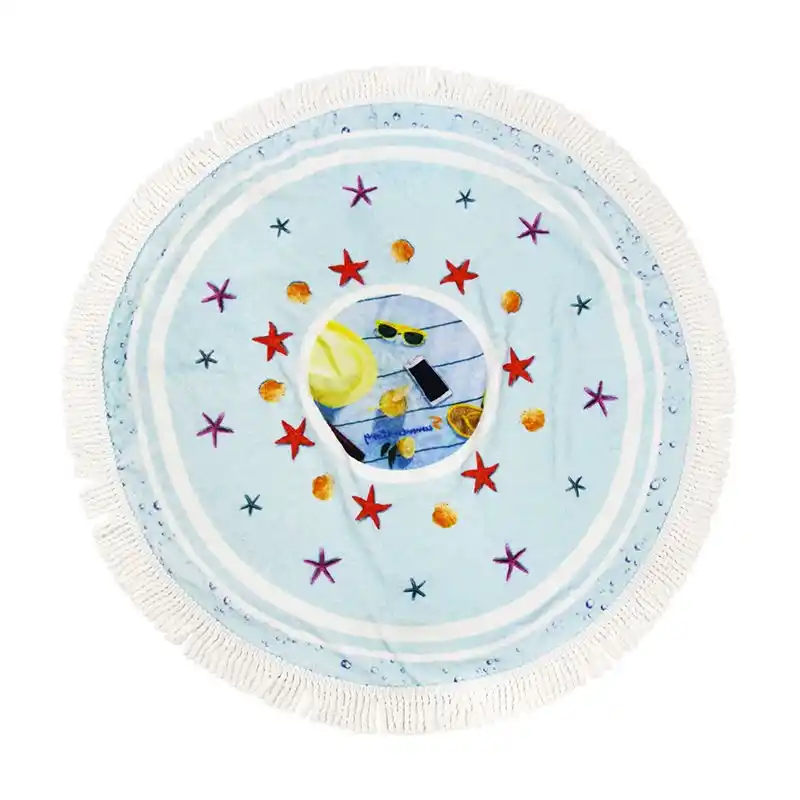 Home 3 Custom Round Beach Towel With Full-Color Print