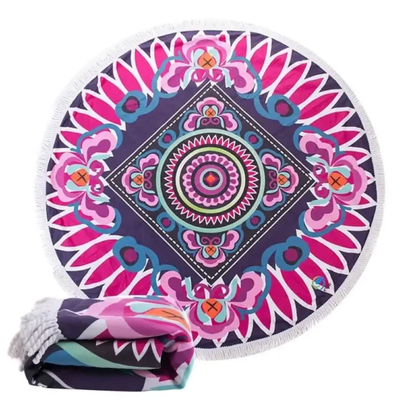 Oversized Round Microfiber Beach Towel With Fringe Option