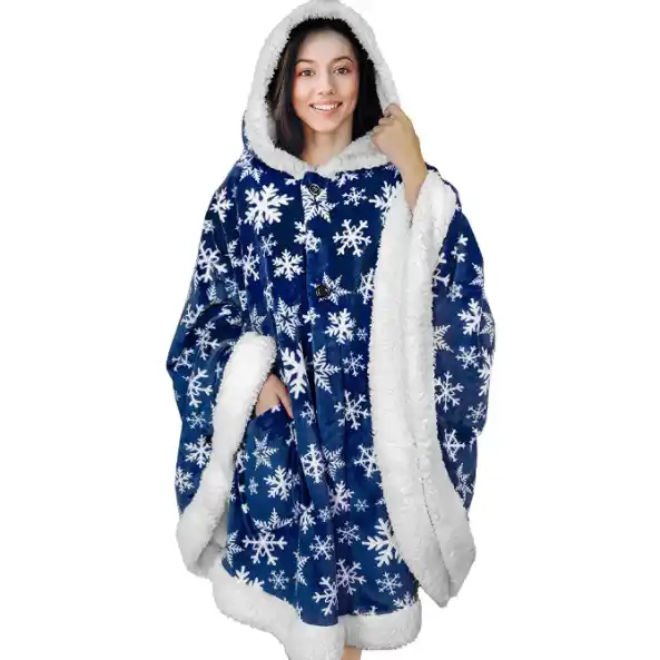 Sherpa-Lined Changing Poncho With Premium Warmth